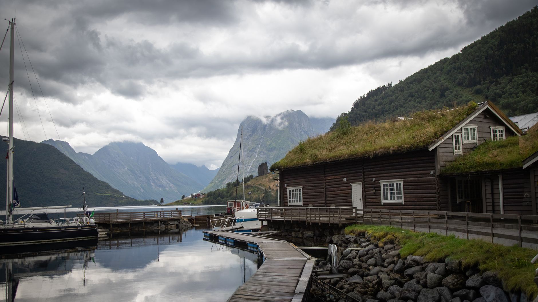 Norwegian wooden cabin by the sea